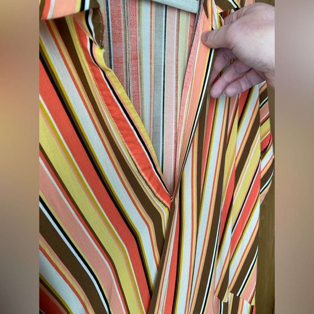 Eloquii 22 Orange and Yellow Faux Wrap Romper - Picture 9 of 16